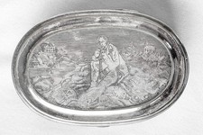 Antique Silver Snuff Box with Civil War Soldier Dated 1860 by C Parker Company picture