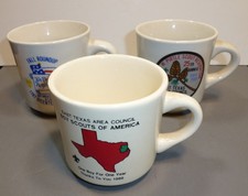 3 Vintage 1980s East Texas & Bay Area Boy Scout Jamboree, Roundup Mugs, Coffee picture