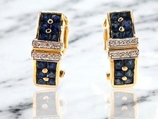 Vintage 18k Gold Earrings | Diamond & Sapphire | 5.4g English Lock | September picture