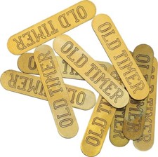 Schrade Large Old Timer Shield Badge Design Brass Finish Smooth Block Letter picture