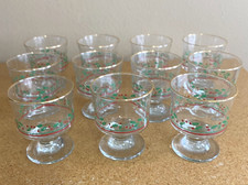 11 VTG Christmas Holly Berry Stemmed Dessert Glasses Arby’s Gold Rim 4