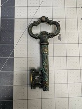 Vintage Italian Bronze Key Corkscrew In Vino Vita Grape Wine Opener Italy picture