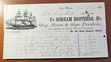 Nautical Document :1872 Gorham Bros. ship painters Boston, Schooner King Philip picture