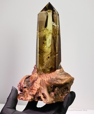 Large Citrine Crystal Tower Polished Quartz Point w/ Driftwood Stand 1.5LB picture