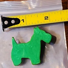 Vintage green marbled bakelite scotty brooch , original hardware Semichrome picture