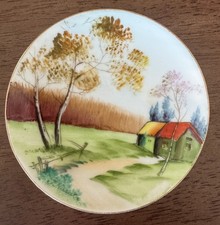 Vintage Japanese Hand Painted Miniature Plate Landscape Gold picture