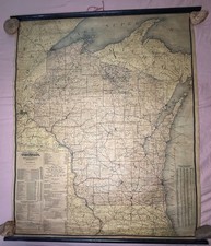 Vintage Official Railroad Map Of Wisconsin 1908 Railroad Commission 35x42 picture