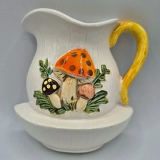 Vintage 1970s Sears Roebuck Merry Mushroom Ceramic Wall Pocket Planter 5.25