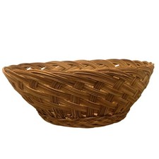 Vintage Large Woven Wicker Basket 14in Rustic Farmhouse Bread Fruit Bowl boho picture