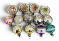Vintage Miniature Mercury Glass Feather Tree Christmas Ornaments picture