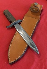 VINTAGE MILITARY COPY OF WW1 DESIGN-BRASS GRIP & NEW LEATHER SHEATH picture