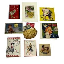 Lot 9 vintage greeting cards 1940’s 1950’s valentines birthday get well Hallmark picture