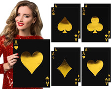 4 Pcs Giant Jumbo Playing Cards 15.8 x 12.6 Inches Casino Decor picture