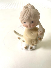 Cute Vtg Lefton Angel crescent moon gold stars cloud Ceramic Figurine Japan 3