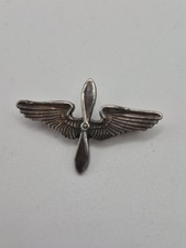 WWII WW2 US Army Air Corps Air Force Sterling Silver Prop & Wings Hat Badge picture