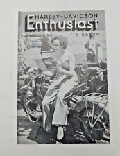 Harley-Davidson Enthusiast A Magazine For Motorcyclists Aug. 1935 Vintage picture
