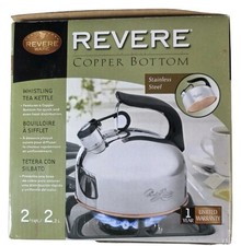 Revere Stainless Copper Bottom Whistling Tea Kettle 2 1/3 Qt w/Open Box picture