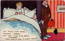 Ma Little Worries Ma's Burglar Comic Humour c1908 Lenore MAN Cancel Postcard H53 picture
