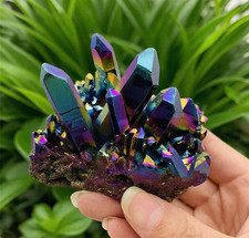 80-100g Titanium Aura Rainbow Quartz Crystal Multicolor Cluster Healing Gifts picture