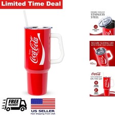 Stainless Steel Tumbler 1.2L Enjoy Coca-Cola Red Travel Mug with Straw picture