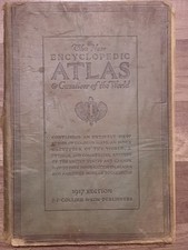 Antique 1917 The New Encyclopedic Atlas & Gazetteer of The World Map Book picture
