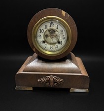 Antique Waterbury Wooden Mantle Clock Parlor Desk Shelf Mechanical Vintage picture