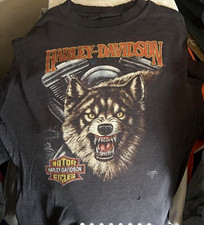 VINTAGE 1991 3D EMBLEM HARLEY DAVIDSON WOLF TSHIRT SINGLE STITCH SIZE XL picture