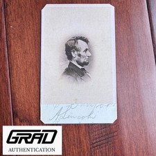 ABRAHAM LINCOLN Autograph Cut Signature CDV Signed * GRAD COA picture