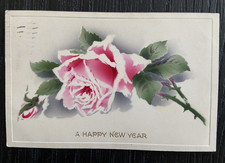 1915 NEW YEAR Postcard by International Art w/ Sc #401 Panama Canal BALBOA Stamp picture