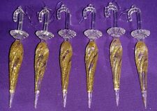 6 Vintage Umbrella Christmas Ornaments Plastic And Gold Glitter Ornaments *Read* picture