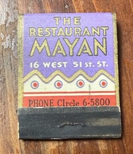 K134 Vintage Mayan Restaurant Rockefeller Center NYC Matchbook Full Matches picture