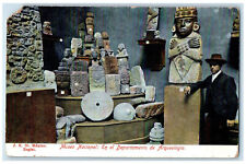c1905 Statue in National Museum in the Department of Archeology Mexico Postcard picture