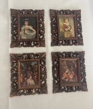 Vintage MCM Victorian Photo Type Framed Picture Set Decor picture