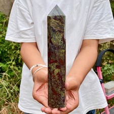 1.6LB Natural dragon blood stone Column Quartz Crtal Obelisk Energy Healing picture