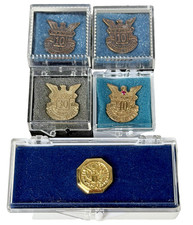 5 LOT VINTAGE UNITED STATES AIR FORCE FEDERAL SERVICE 10-30-40 YEARS LAPEL PINS picture