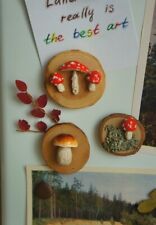 3D Mushroom Fridge Magnet Lot Handcrafted 3 Pcs Mini style picture