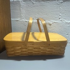 Longaberger 1999 Large  Gathering Basket & Wooden Lid picture