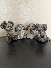 Vintage 1950s Spaghetti Poodle Puppy Figurine Shoe in Mouth Japan Crackle MCM picture