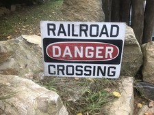 Vintage Danger Railroad Crossing Sign Train Station Trains RR Signs Decor Art NY picture