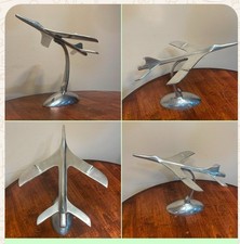 Vintage Art Deco Concorde Cast Aluminum Airplane Desk Model Sculpture Rare Plane picture