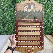 Vintage Wooden Perpetual Calendar Country Cottage Handpainted Vintage Folk Art picture