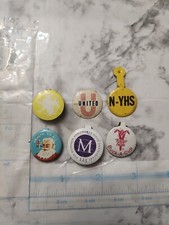 Lot of 6 Vintage Lapel Tab Button Lapel Pins Variety United Nyhs Santa Easter picture