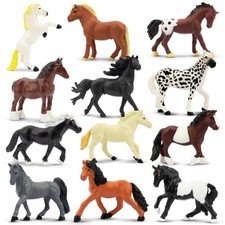Toymany 12PCS Horse Figurines Toy Small zoo animals figures picture