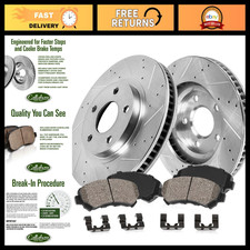 Callahan BRAKE PARTS Front Drilled Slotted Brake Disc Rotors and Ceramic Brake P picture