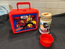 Dick Tracy Aladdin Plastic Lunchbox With Thermos And Lid Disney Vintage 1990 picture