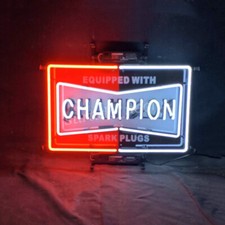 Champion Spark Plugs with Acrylic Logo Neon Light Sign Man Cave Decor 18