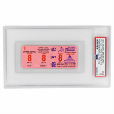 1974 Atl Braves ATL-7, LAD-4 Hank Aaron HR #715 Passes Babe Ruth Stub PSA NM 7 picture