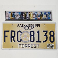 2020 Mississippi State Seal License Plate 🔥 MS Forrest County FRC 8138 picture
