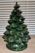 Vintage 1979 Cramer Mold Ceramic Christmas Tree W/ Cherub Angel Base 21x12 Rare picture