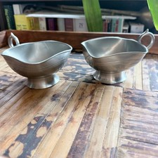 Meeuws & Zoon Pewter Cups Set of 2 Silver Vintage Holland Square Rim picture